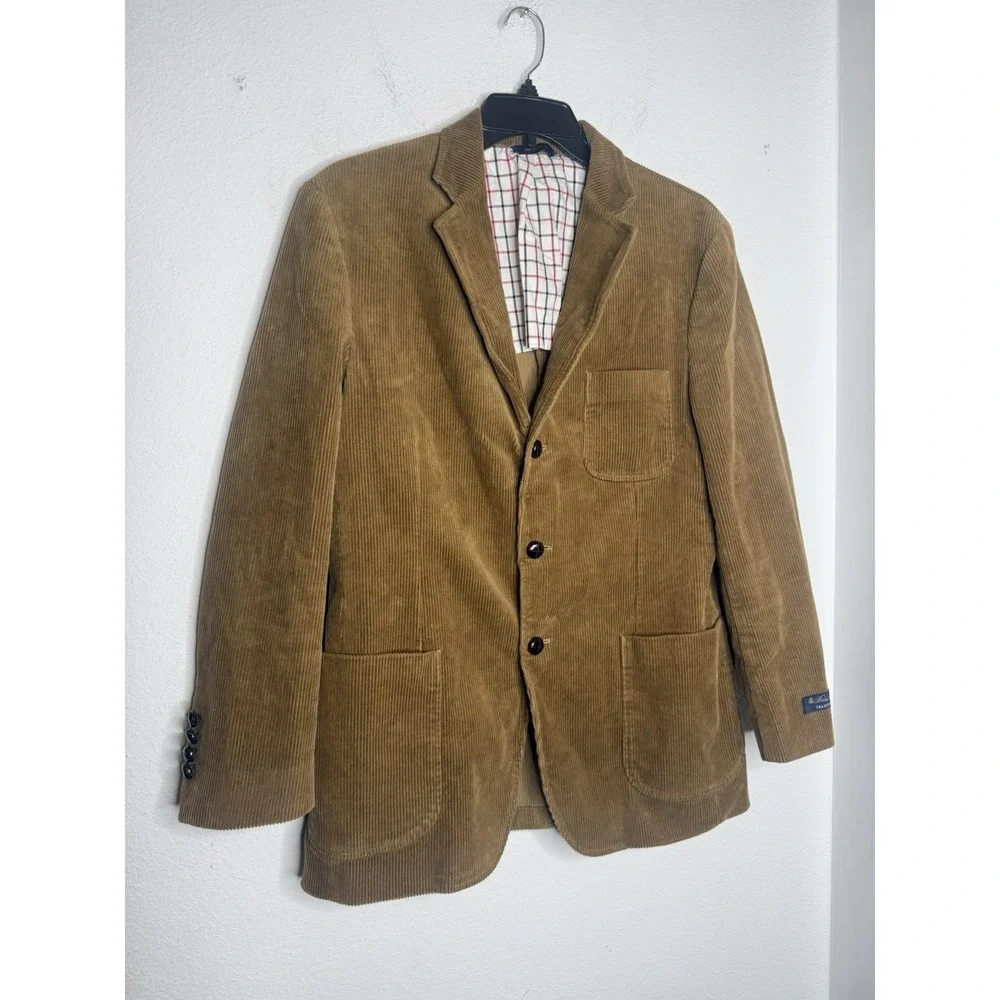 Brooks Brothers Traditional Fit Corduroy Brown Blazer Size 42R Preppy Quiet Lux